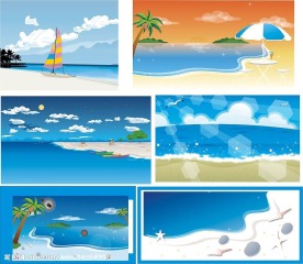 夏天沙滩风景图