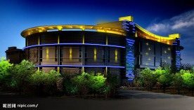 夜色中的国际会展中心大楼