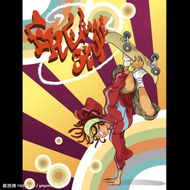 玩滑板跳街舞的男孩