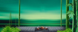 竹林品苕 茶道 竹子 湖边 绿色 风景