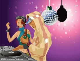 潮流矢量人物_音樂背景DJ