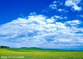 蓝天山坡绿草