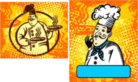 手绘外国厨师矢量素材