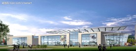 现代场馆建筑室外效果图