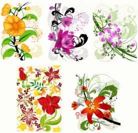 手绘花朵花纹矢量图