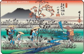 日本浮仕绘与彩绘 风景和人物