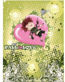 可爱心形卡通人物与花纹矢量素材