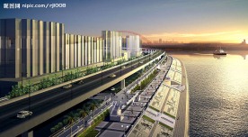 汉口江滩北岸鸟瞰效果图