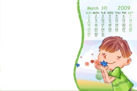 2009台历照片模版男孩3月