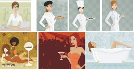 7款现代女性插画矢量素材