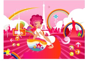 潮流卡通女性插画矢量素材