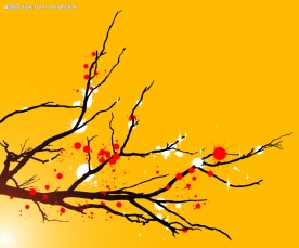 像梅花一般的墨迹树枝矢量素材