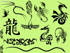 天蝎蝴蝶龙笔刷_纹身笔刷
