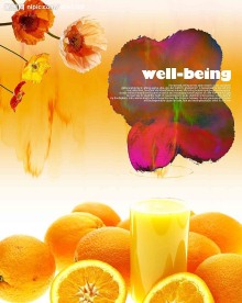 花 橙子 果汁 玻璃杯