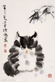 庞希泉现代国画~大福猫