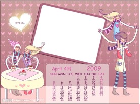 2009年情侣台历模版4月