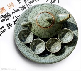 哥窑开片瓷茶具