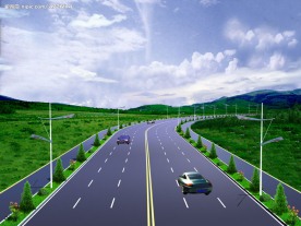 道路 转弯 景观 设计 绿化 效果图