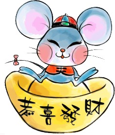 中国水墨画12生肖鼠