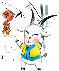 中国水墨画12生肖羊
