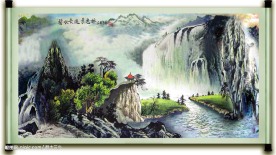 画轴山水国画水墨画