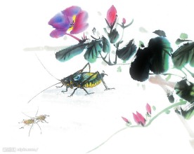 水墨蜥蟀