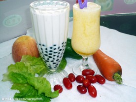 珍珠奶茶苹果胡萝卜味奶茶