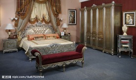 欧式  古典  艺术  床  整体