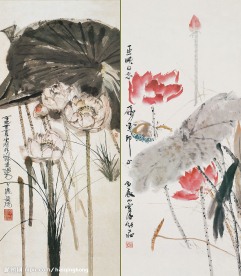 国画水墨画荷花书法诗赋图片