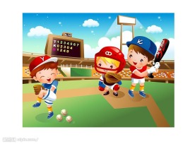 儿童棒球运动矢量素材