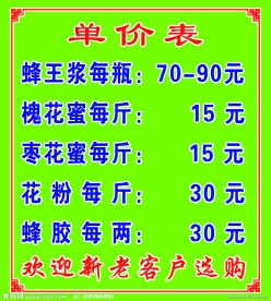 单价表