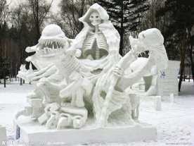 哈尔滨冰雪展雪雕《死神出巡》
