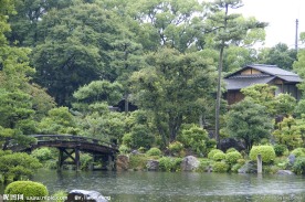 日本风景 河流 小桥人家 农庄 大树