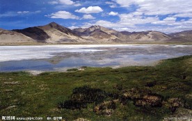 西藏 雪山 高原 水 溪流 溪水 西藏湖水 湖 羊措湖 蓝天白云 西藏风景