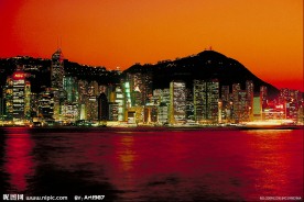 海滨城市黄昏风景