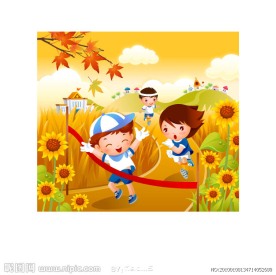卡通儿童跑步