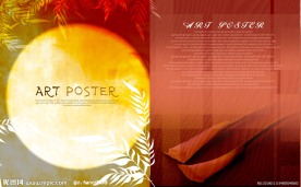 树叶方格背景抽象图月亮