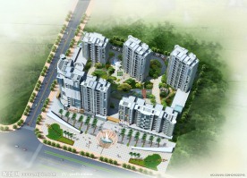 住宅商住楼总体鸟瞰图