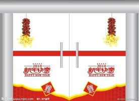 玻璃门新年布置