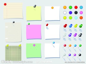 便签纸大头针矢量素材
