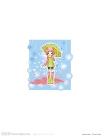 雨中女孩卡通
