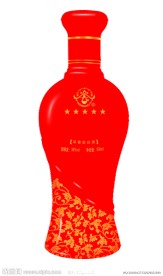 酒瓶 大红色酒瓶 红瓷酒瓶 瓶子（抠好）