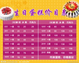 蛋糕价目表