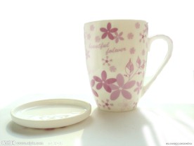 红花带盖马克杯