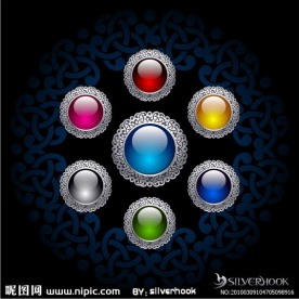 古典镶银纹饰水晶钮