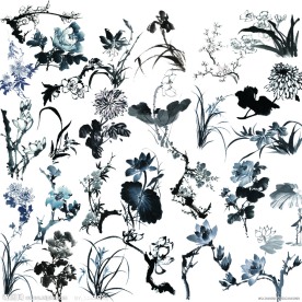 水墨画 素材 咏花