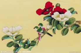 高清绢本花鸟