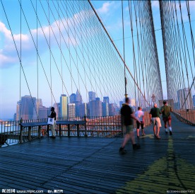 风景名胜 建筑景观 自然风景 旅游印记 曼哈顿的早晨 布鲁克林大桥