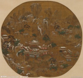 唐 李思训(传) 京畿瑞雪图纨扇