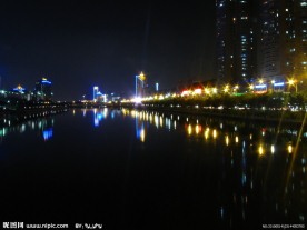 员当湖 厦门 夜景 星光 湖 美景 摄影图库